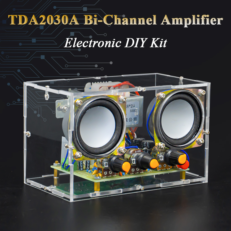 Diy Audio Electronics Kit - 電子 DIY TDA2030 デュアルチャンネルアンプキット透明ハウジングオーディオ電子溶接アセンブリ演習キット