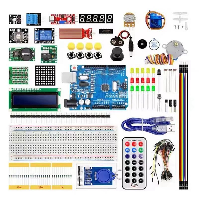 Diy Electronics Learning Kit - Arduino UNO R3用ABDE-RFIDスターターキット（アップグレード版）。ステッピングモーター学習用電子工作キット（箱入り）。